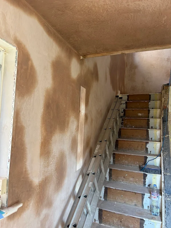 The stair wall after the skim